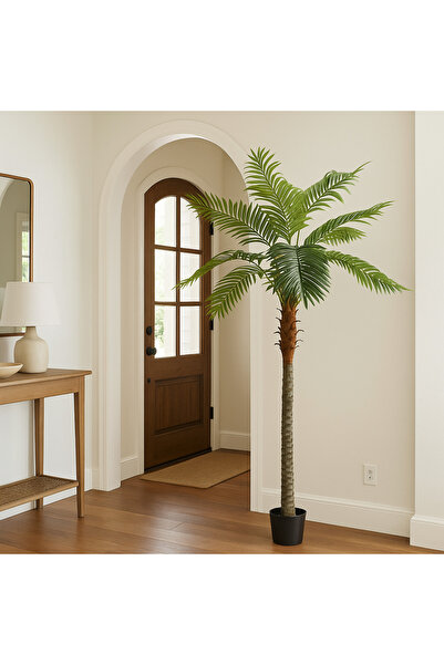 DRAMA HOME شجرة نخيل صناعية ديكور منزلي ومكتبي بارتفاع 200 سم – شجرة واقعية ف...