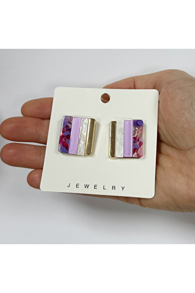 Perissy Gold Color Stone Square Earrings Color Changing Earrings