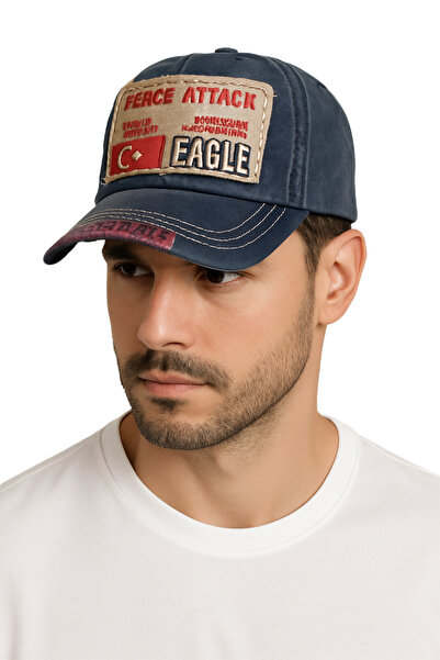 CosmoOutlet Синя Fierce Attack з вишивкою, зістарена, регульована, вінтажна бейсболка, унісекс капелюх