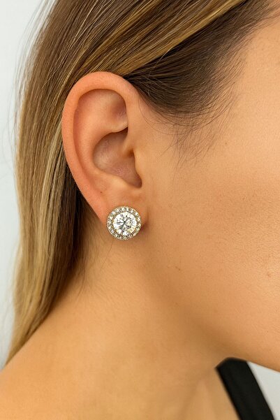 Gunessa Xuping Büyük Taşlı Parlak Küpe Altın Kaplama Kadın Küpe