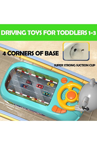 REZZOSS لعبة عجلة قيادة موسيقية للأطفال، لعبة سباق سيارات محاكاة للأطفال الصغار مع صوت، لون أخضر