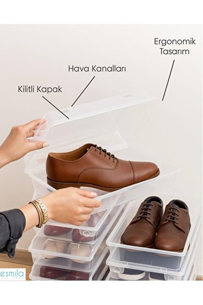 ESMİLA 5 Adet ERKEK Ayakkabı Kutusu Şeffaf Düzenleyici Organizer Ayakkabı Kutusu
