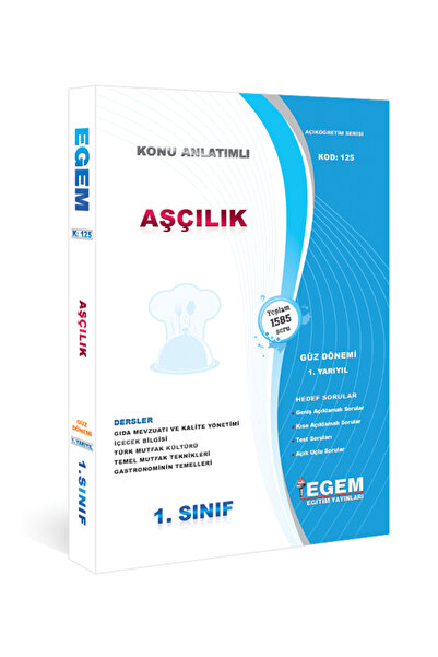 Egem Eğitim Yayınları AÖF 1. Sınıf Aşçılık Güz Dönemi 1. Yarıyıl Konu Anlatım...