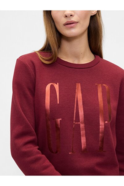 GAP Doorbuster Logo Sweatshirt 800444 Bisiklet Yaka Fleece Sweatshirt Kadın Sweatshirt BORDO