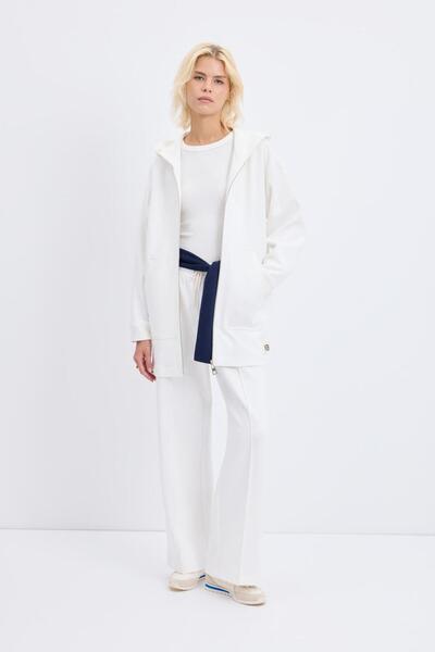KADRİYE BAŞTÜRK High Waist Ribbed Stitching Detailed Trousers Ecru