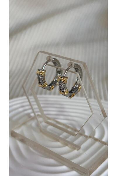bijoux uniques Steel Stone Ring Double Color Earrings