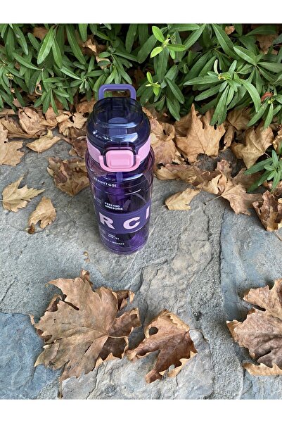 MUBX Motivasyon Matarası Şeffaf 800ml Suluk Su Şişesi Spor Matarası BPA İçermaz (Askılı)