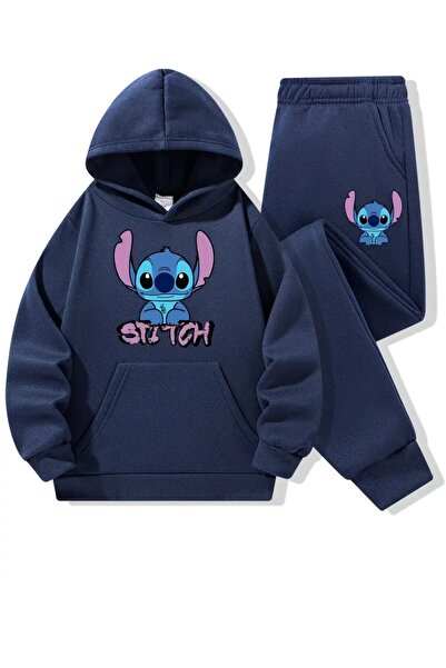 Machetta Дитячий світшот з принтом Стіч, оверсайз, з капюшоном - Комплект спортивного одягу