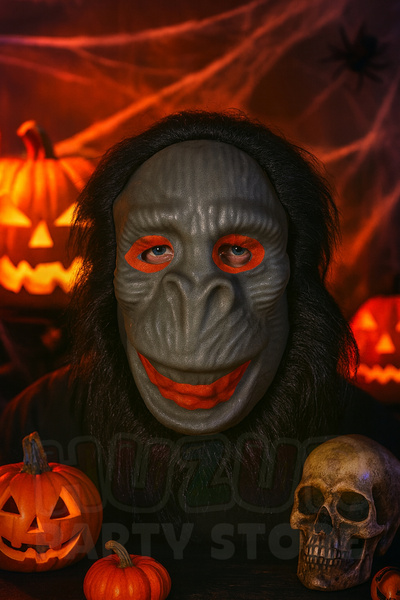 Huzur Party Store 24x24 Cm Saçlı Goril Maske Sünger Yapılı Plastik Cadılar Bayramı Halloween Parti Kostüm Aksesuar