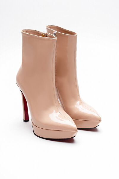 Ayakkabı Ateşi Γυναικείες μπότες με φερμουάρ και τακούνι Pileras Nude λουστρίνι