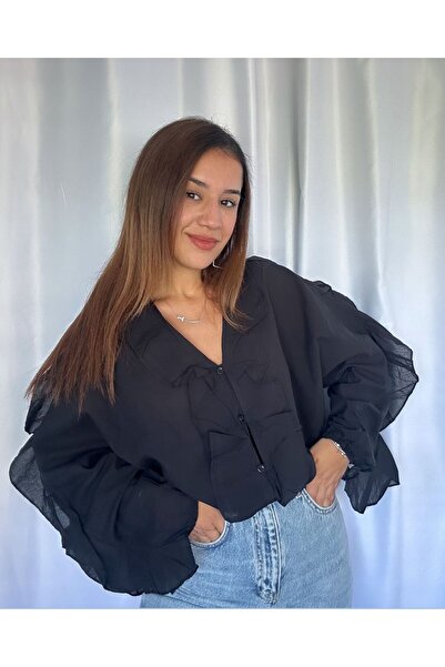 eBaa fashıon FIRFIRLI OVERSİZE GÖMLEK