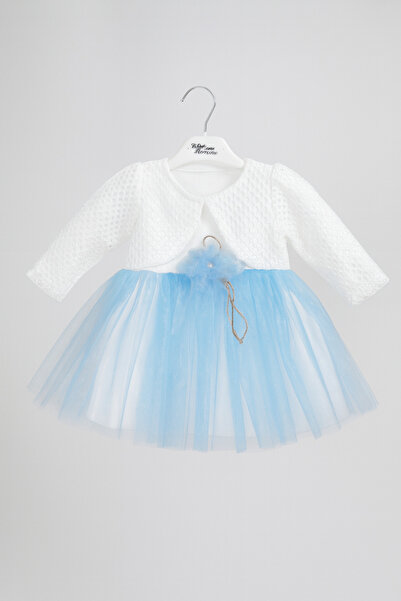 Zerenyus 9-18 Aylık Prenses Kız Bebek Elbise Mavi