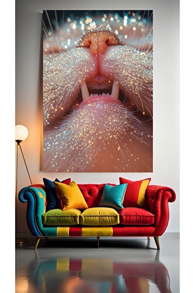 özkacar CAT SHINING TEETH V1 Home Wall Salon Salon de înfrumusețare Birou Mag...