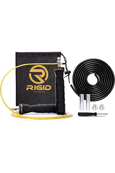 RIGID FITNESS حبل القفز للصالة الرياضية وجميع التمارين - حبل قفز قابل للتعديل مع كرة خالية من التشابك