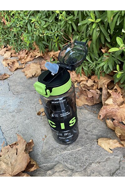 MUBX Motivasyon Matarası Şeffaf 800ml Suluk Su Şişesi Spor Matarası BPA İçermaz (Askılı)