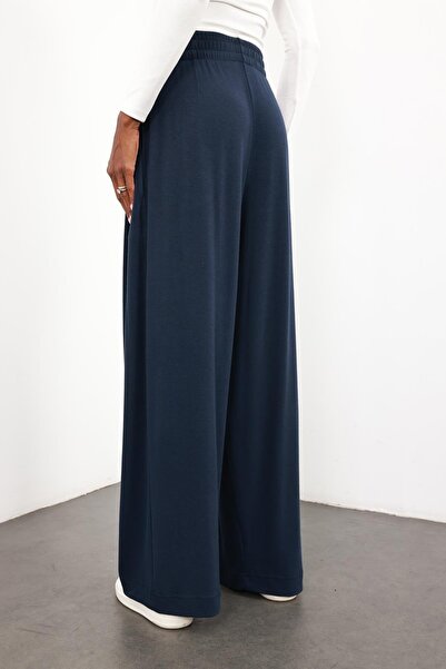 5in1Canpolat Μπλε ναυτικό ψηλόμεσο φαρδύ αθλητικό κοστούμι 0155