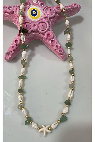 elbi bijuteri Doğaltaş denizkabuklu yıldızlı kolye