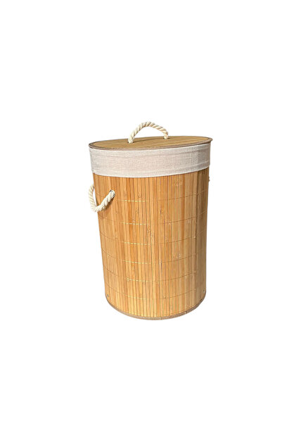 DMR BAMBU KİRLİ SEPETİ / OVAL KATLANIR ÇAMAŞIR SEPETİ