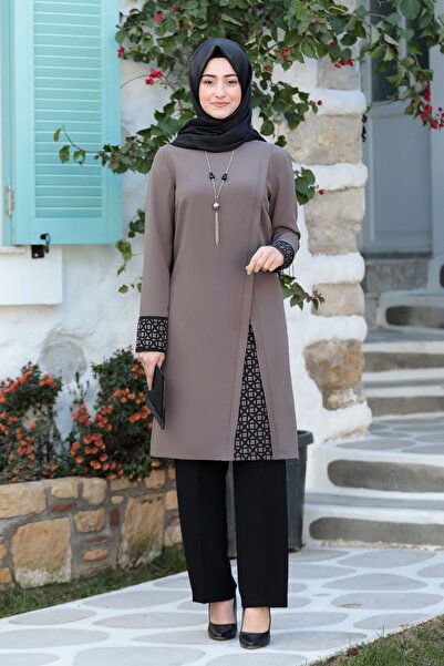 Raika Moda طقم حجاب كبير الحجم مع تفاصيل قص بالليزر