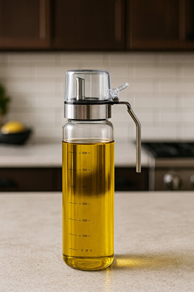 YzHome وعاء زيت من الزجاج البوروسيليكات سعة 450 مل مع مقبض، وعاء زيت مقاوم لل...