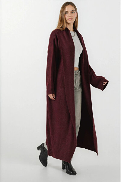 hazelin Women's Burgundy Oversize Long Knit Cardigan Hzl25W-Bd1103041