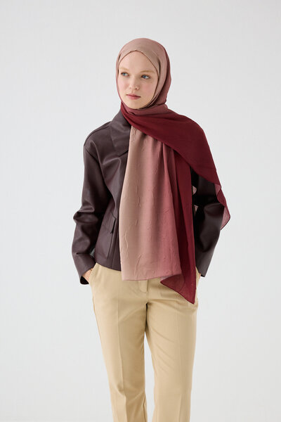 cs camellia scarf Gradient Cashmere Shawl - Burgundy Beige