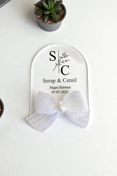 Hediyelen Söz Nişan Düğün Hediyesi Oval Şeffaf Pleksi Magnet (10 Adet)