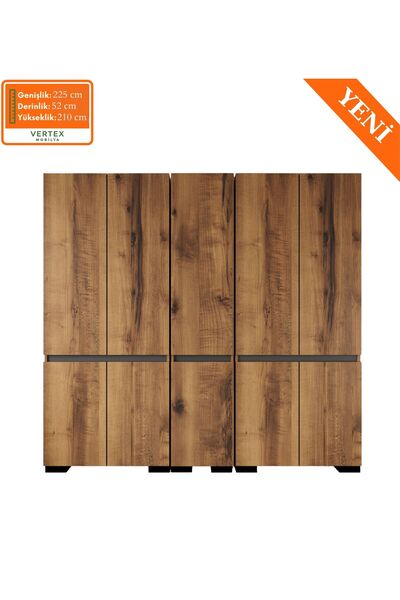 VM VERTEX MOBİLYA Floransa 10 Kapılı Flr10-A2AR Ceviz- Antrasit Gardırop -Çok...