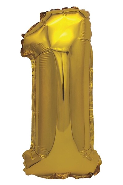 SDX Market Balon folie metalizată aurie, Mirific Party, Numărul 1, 80 cm, Auriu