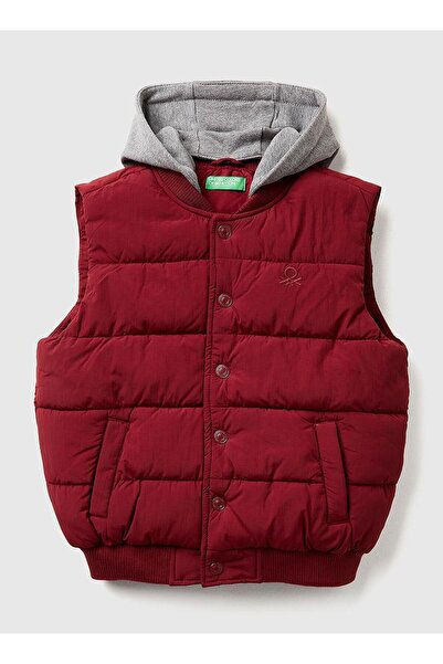 United Colors of Benetton Buttoned Children's Vest with Detachable Hood and Comfortable Fit