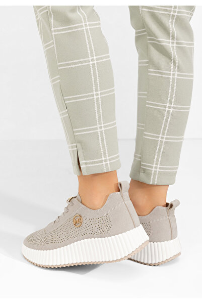 B T Shoes Šedé dámské tenisky na klínku Antonya