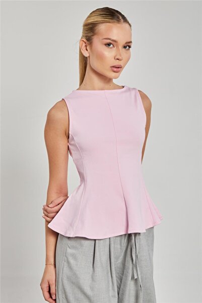 BARRELS AND OIL Kayık Yaka Kolsuz Kadın Body - Pembe