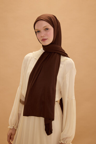 cs camellia scarf Bambu Penye Şal - Acı Kahve