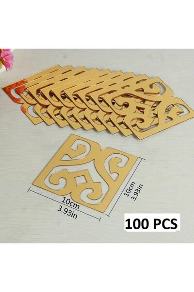 Slasa 20 acrylic vintage-style gold reflective wall stickers 3.93 x 3.93 inch -