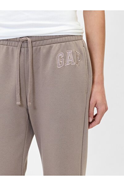 GAP Kadın Açık Kahverengi Logo Bootcut Fleece Eşofman Altı