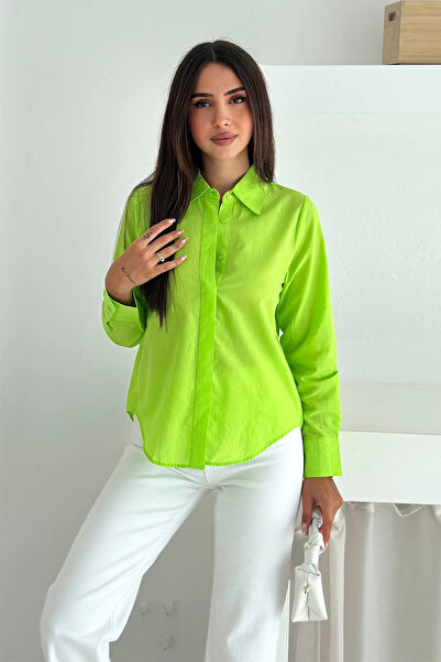 AsprinFashion Cămașă cu mâneci balon verde