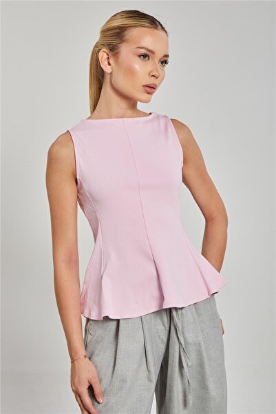 BARRELS AND OIL Kayık Yaka Kolsuz Kadın Body - Pembe