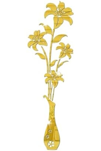 Slasa ملصق حائط أكريليك عاكس من - مزهرية مع 4 زهور زنبق