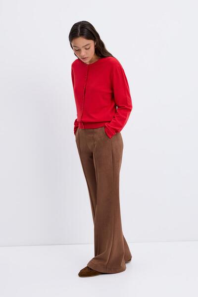 KADRİYE BAŞTÜRK Round Neck Buttoned Knitwear Cardigan Red