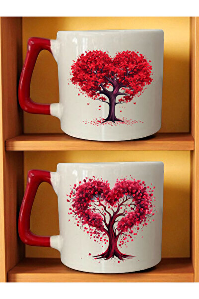 lili hediyelik طقم من كوبين مطبوعين عليه شجرة الحب - هدية زفاف، هدية لحديثي ا...