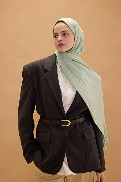 cs camellia scarf Şal din bumbac pieptănat din bambus - verde apă