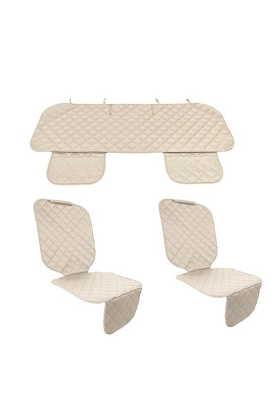 Metru Patrat Set 3 protecții pentru scaune auto, universale, matlasate, bej