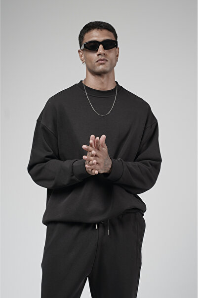 Butik Trend Biz Sweat Pants Top and Bottom Set Oversize Fit Crew Neck