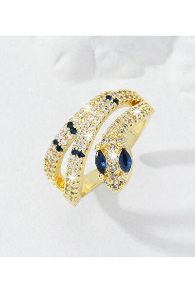 Shiklik MODA خاتم قابل للتعديل على شكل ثعبان مرصع بالحجارة لتكملة أناقتك