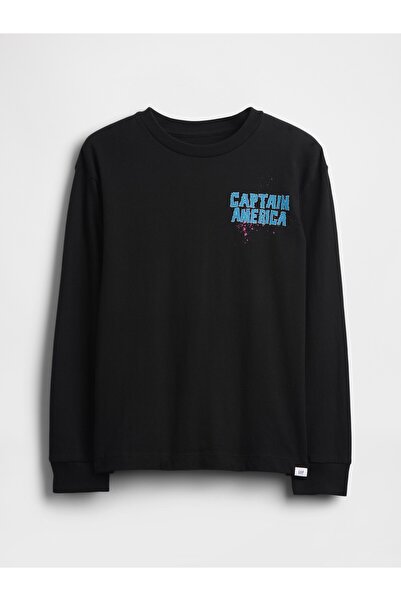 GAP Erkek Çocuk Siyah Marvel Grafik T-Shirt
