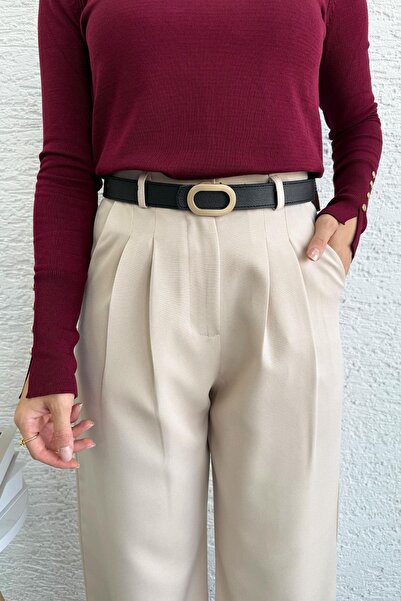 MELEK ARAZ Palazzo ženske pantalone sa plisiranim prednjim dijelom - krem