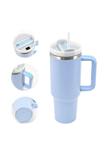 Newalor Cană termică din oțel inoxidabil cu pai, perete dublu - 1183 ml