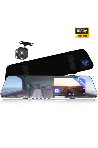 Generic Ayna Tipi Araç Kamerası – Full HD Ön ve Arka Kayıt, Gece Görüşlü Güvenlik Sistemi