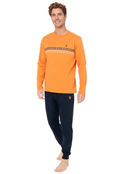 U.S. Polo Assn. Men's 100% Cotton Orange Tracksuit Set – Long Sleeve, Comfortable Fit