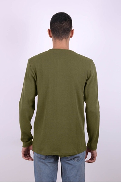 trender Buttoned Waffle Men's Sweat 5070 Mink Green